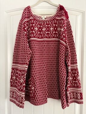 J. Jill 100% Cotton Snowflake Sweater XL